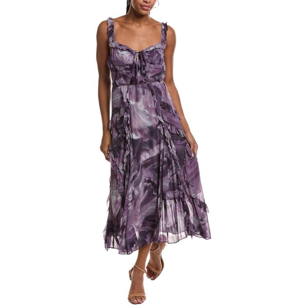 Marchesa Notte Womens  Midi Day Dress, Purple